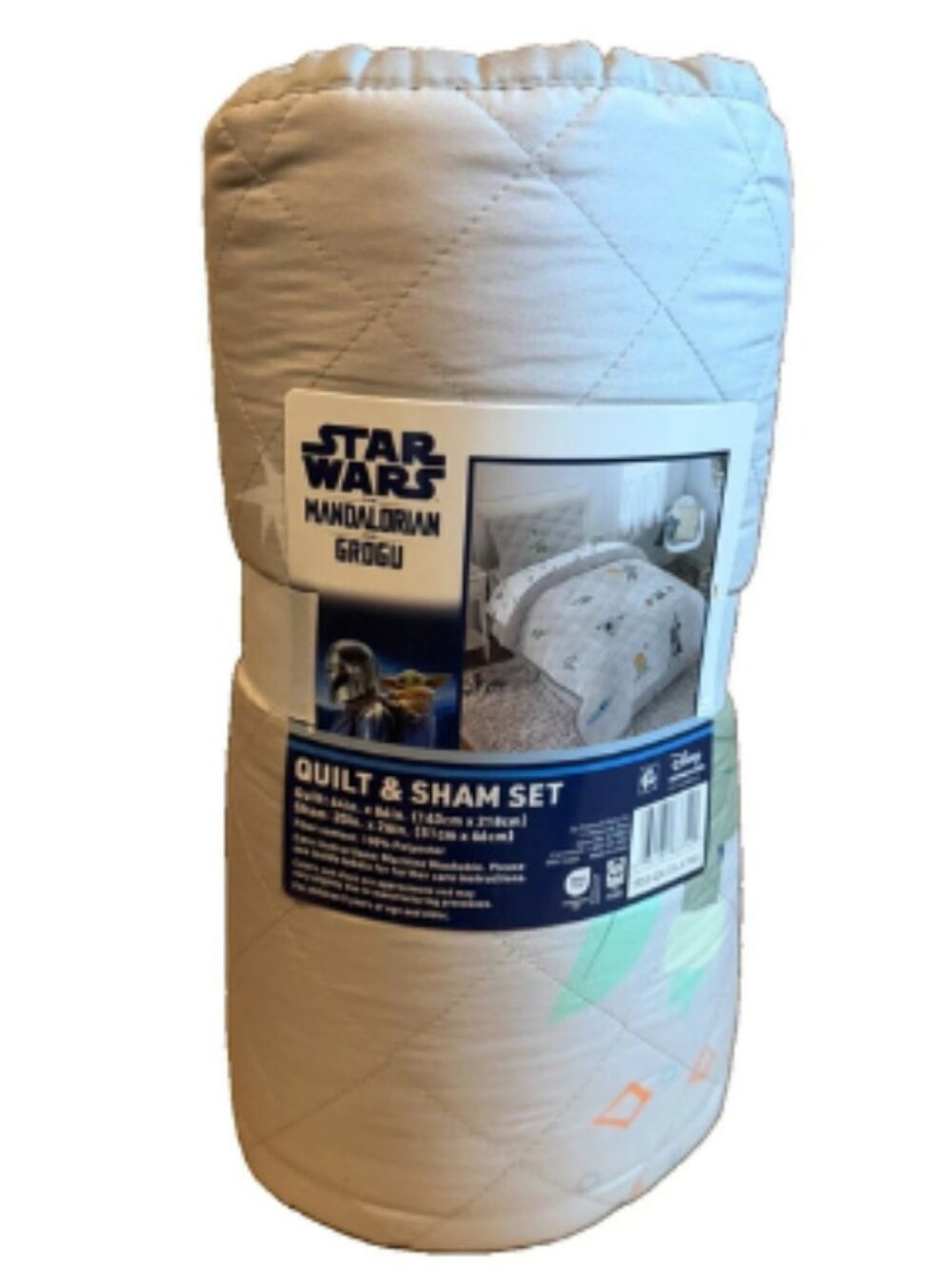 NEW Jay Franco Star Wars Mandalorian Grogu Twin Reversible Quilt & Sham 64x86